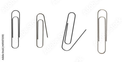 realistic metal paper clips on transparent background