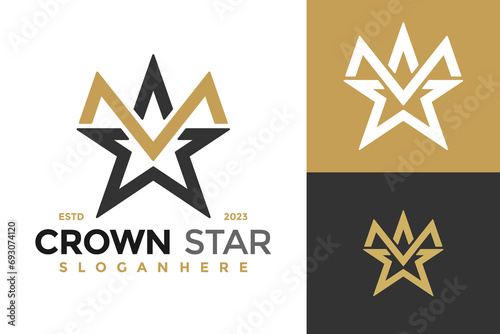 Letter M Crown Star Logo design vector symbol icon illustration