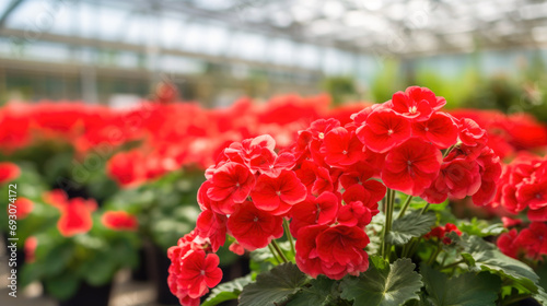 Flowers geranium in a greenhouse, modern business and private entrepreneurship, a gift for a holiday.