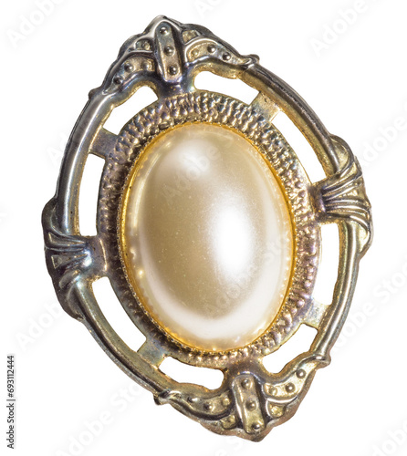  broche avec perle sur fond transparent, PNG