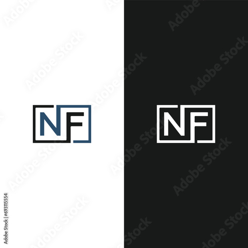NF logo. N F design. White NF letter. NF, N F letter logo design. Initial letter NF linked circle uppercase monogram logo. N F letter logo vector design. 