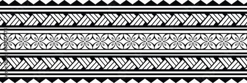 Polynesian ethnic maori sleeve band. Tattoo Tribal art border fore arm pattern. Tattoo man ethnic bracelet. Fabric seamless isolated hawaiian pattern on transparent background.