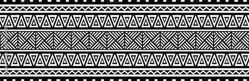 Polynesian isolated ethnic tribal tattoo band. Tribal pattern maori tattoo border. Tattoo tribal fore arm bracelet design. Fabric seamless isolated hawaiian pattern on transparent background.