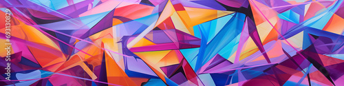 A vibrant and dynamic abstract background featuring a kaleidoscope of bold, high-contrast colors