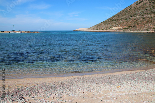 mediterranean sea and beach in stavros in crete in greece
