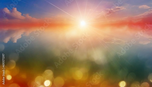 natural background blurring warm colors and bright sun light bokeh or christmas background green energy at sky sunny color orange light patterns plain abstract flare evening clouds blur