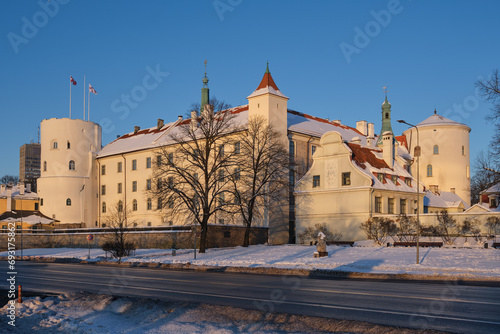 Old town of Riga - medieval Riga castle in the winter. Riga, Latvia.