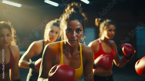 Women boxing in the gym