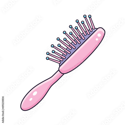 Pink hairbrush isolated vector illustration
