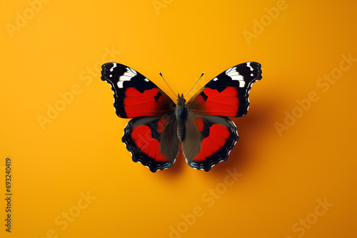 Red Admiral Butterfly on Yellow 