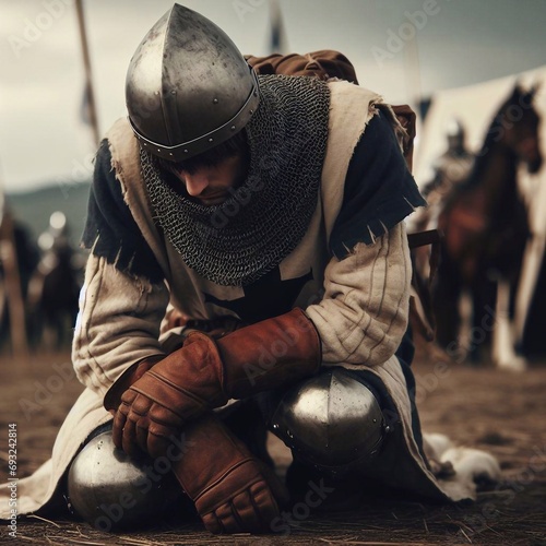 knight medieval kneeling