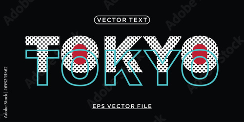 tokyo text style effect stock vector