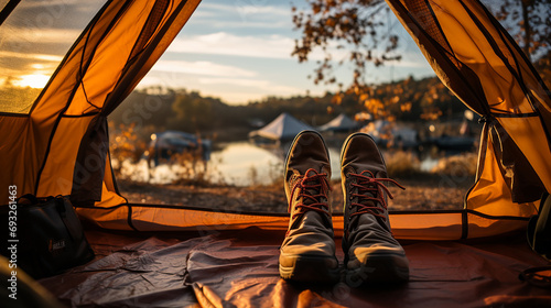 camping with hiking shoes