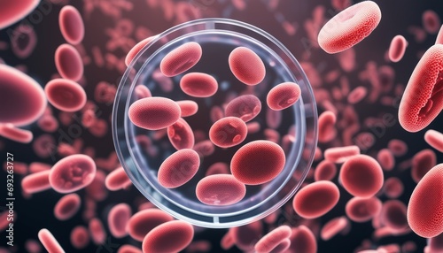 A red circle with red blood cells inside