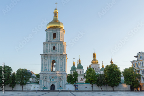 bell tower of saint sofia cathedral in the evening in capital kyiv