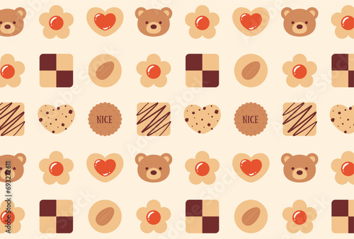 seamless pattern with a set of cookies for banners, cards, flyers, social media wallpapers, etc.