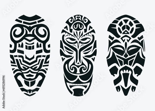Hand drawn set of tattoo sketch maori style for leg or shoulder 