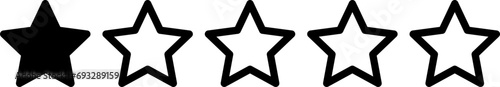 Golden Black and White Five 1 Star Icon Product Quality Review Symbol. Vector Image.