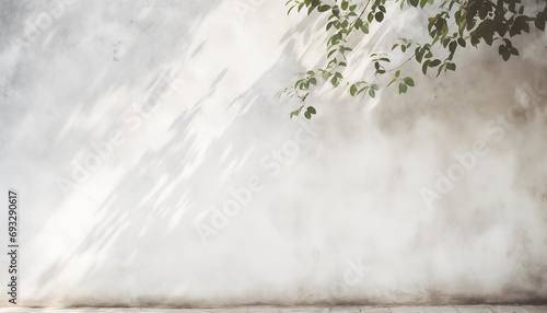 白い壁と植物の影。AI生成画像