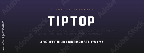 Tiptop Modern abstract digital alphabet font. Minimal technology typography, Creative urban sport fashion futuristic font and with numbers. vector illustration.