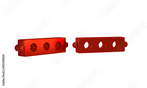 Red Silicone ball gag with a leather belt icon isolated on transparent background. Fetish accessory. Sex toy for men and woman.