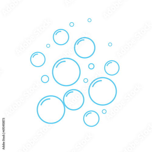 Soap bubbles icon. oxygen bubbles in water. Foam shampoo isolated on white background. Vector illustration