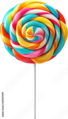 Rainbow colored lollipops isolated on transparent background