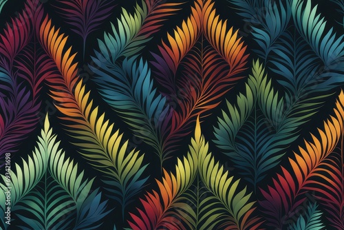 Seamless pattern for fractal fern spear fabrics in rich, deep colors, abstract background, Plants and Flowers concept, generative ai 