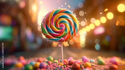 lollipop on colorful background generative ai