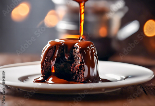 Cascata di Golosità- Cake Lava al Cioccolato con Cuore Fondente sul Piatto