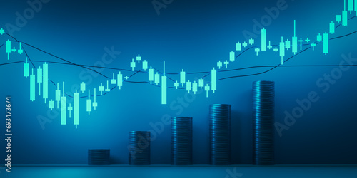financial stock market background with stock chart graph, 3d rendering