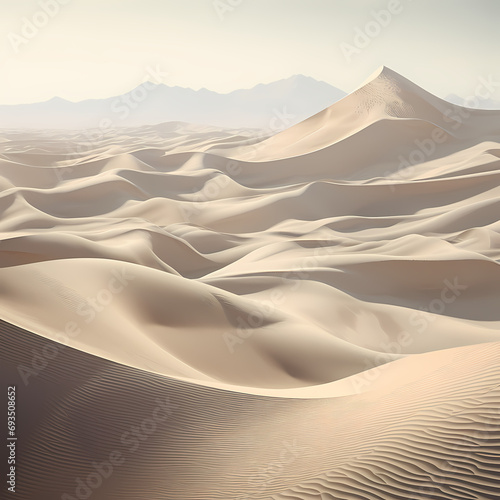 Sand dunes sculpted by the wind in a vast desert landscape