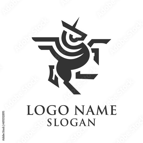 minimalistic winged unicorn vector logo