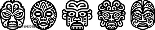 ancient tribal masks traditional logo vector