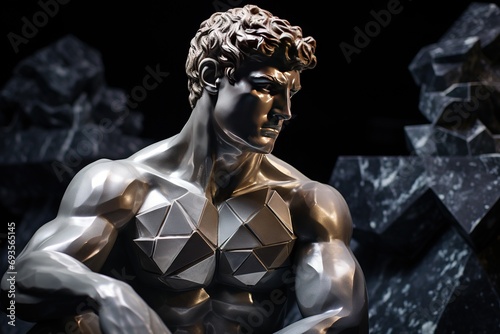 A beautiful ancient diamond stone greek, roman stoic male statue, sculpture on a diamond backdrop. Great for philosophy quotes.