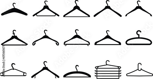 Clothes Hanger Icon in flat style set. isolated on transparent background. collection use in Laundry, Wardrobe. Fitting Room Symbol for Info Graphics, Design Elements, vector for apps and website