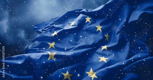 European Union flag, waving colorful flag, Union waving, Banner with EU