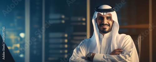 Arabic Man Human Resources Manager Job Profession Handsome Background Generative AI
