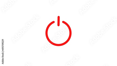 Abstract glowing power button icon illustration on white background 