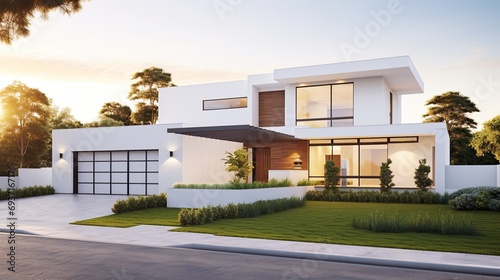House design concept, house concept, villa, elegant house exterior in white.