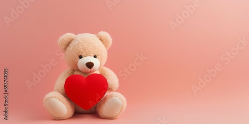 Teddy Bear with a Heart on Pastel Background. Generative ai