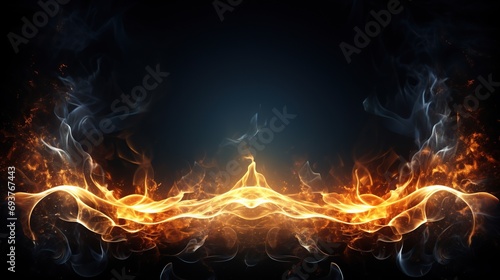 Defocus fire flames. Eagle silhouette Fire embers particles over black background. Fire sparks background.