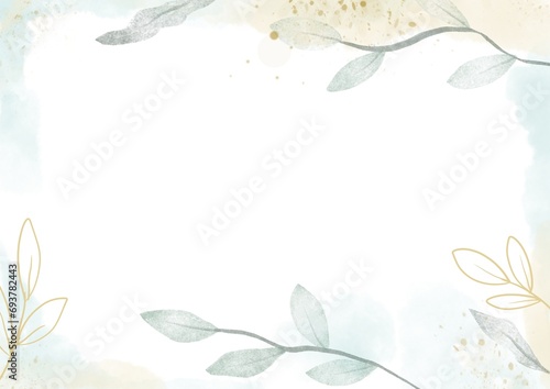 Abstract art watercolor floral background with soft hand painted leaves decoration
