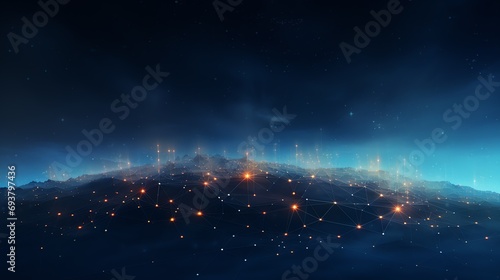 a network of lights on a mountain