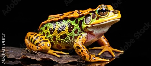Pacman frog, South American horned frog found in the Amazon rainforest of Brazil and Suriname, kept as exotic pet.