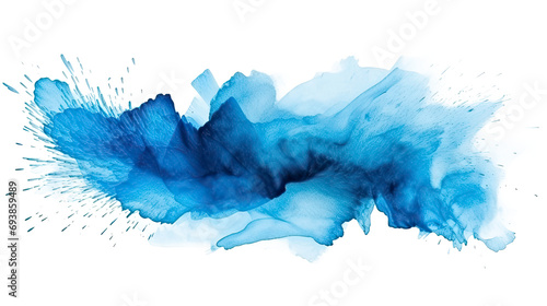 Vibrant Blue Watercolor Brush Strokes Isolated on Transparent Background