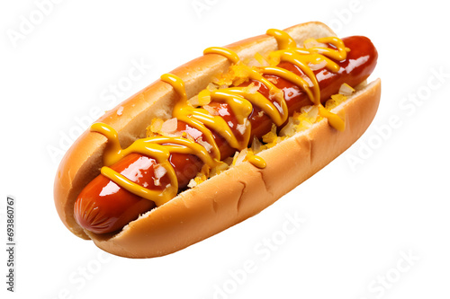 Delicious hotdog isolated on transparent background