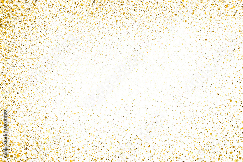 Gold glitter particles background. Golden glitter particles splatter golden glitter texture isolated on a transparent background. Luxury design. Vector illustration polka dot