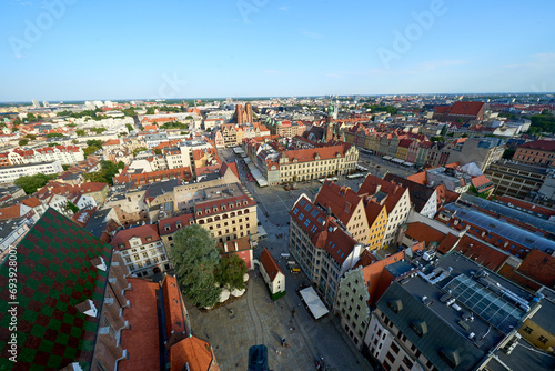 aerial view of the old town in poland, wrocław