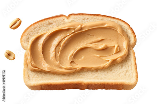 Slice of Bread with Peanut Butter isolated on Transparent Background - A Tasty Peanut Butter Snack, PNG